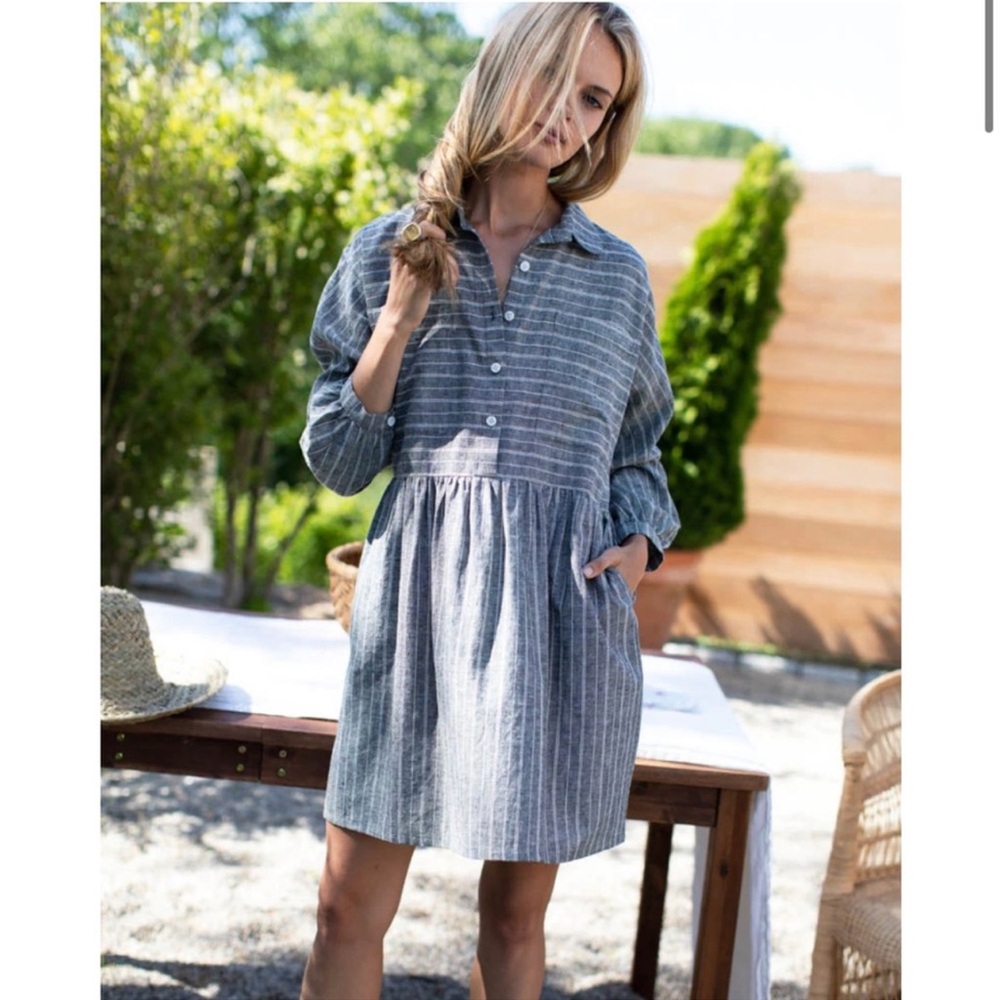 Emerson Fry Selma Long Sleeve Stripe Collar Dress